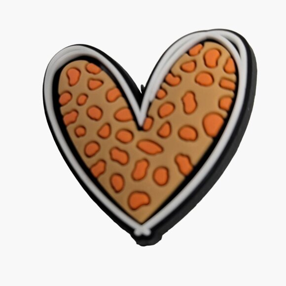 Leopard Heart Shoe Charm Orange Yellow - Picture 1 of 3